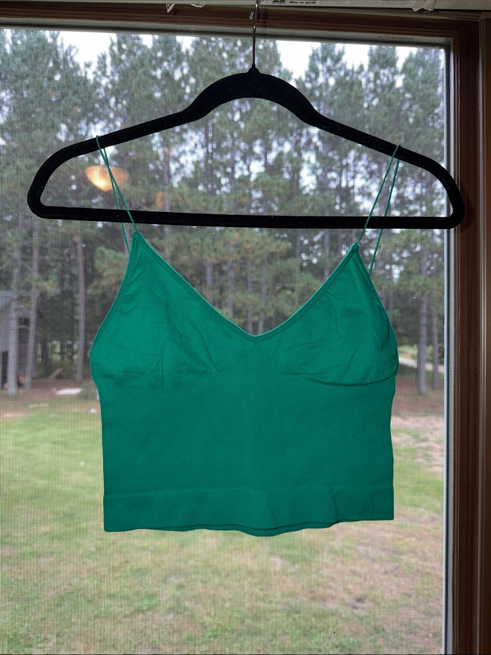 Free people Green Spaghetti Strap Crop Top
